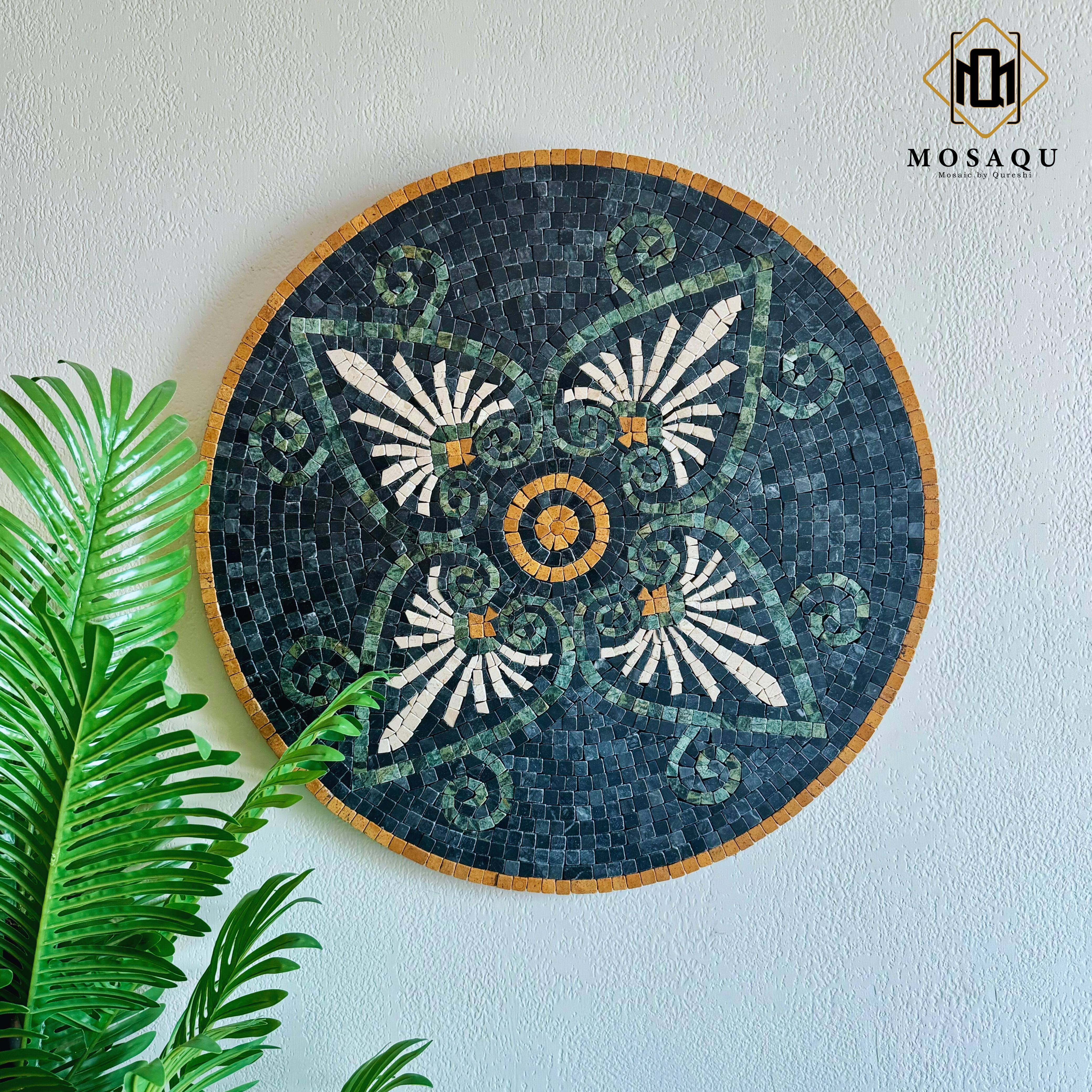 Noir Flora Mosaic: Handcrafted Floral Elegance for Quirky Home Decor